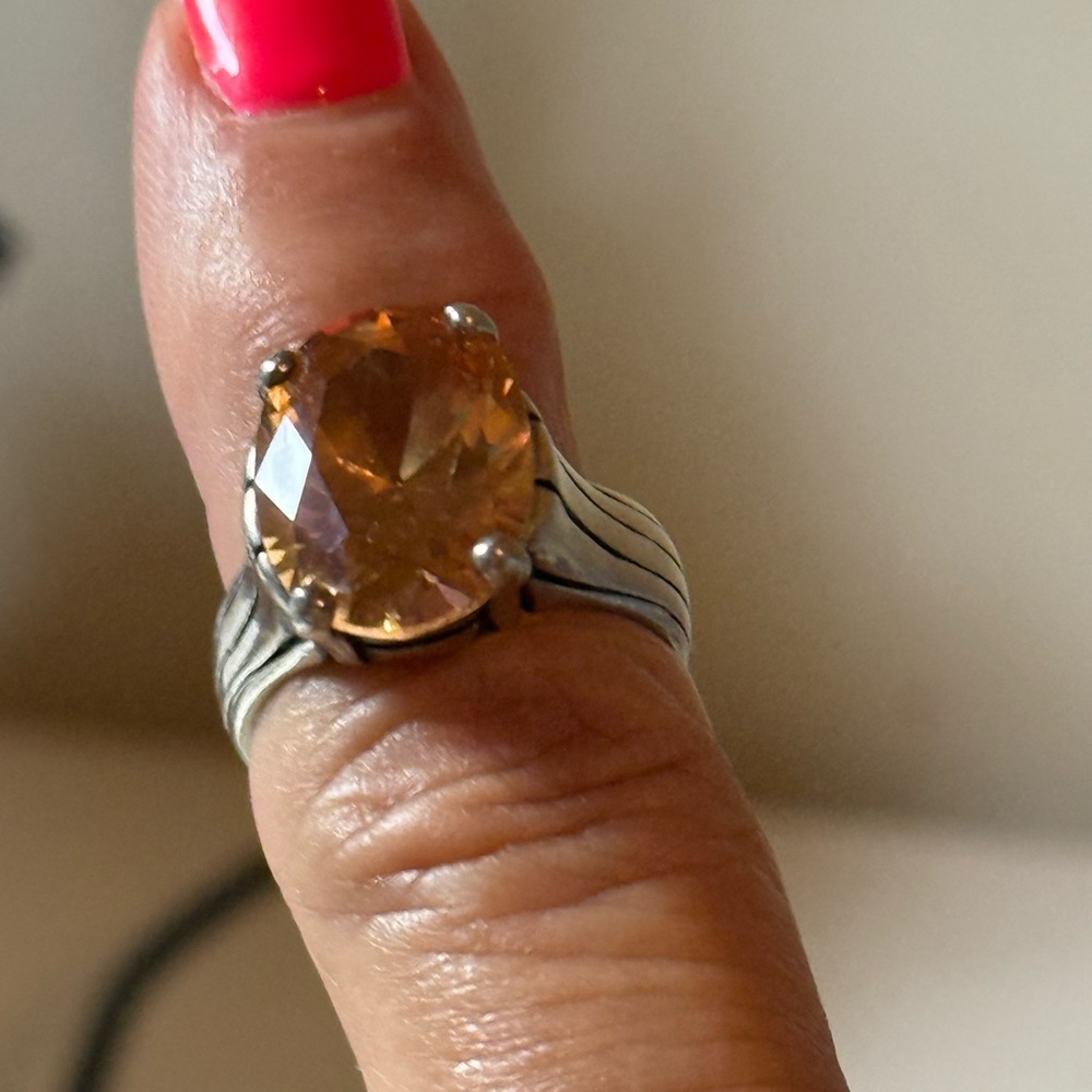 Silpada Sterling Silver Champagne Cubic Zirconia Ring Size 7